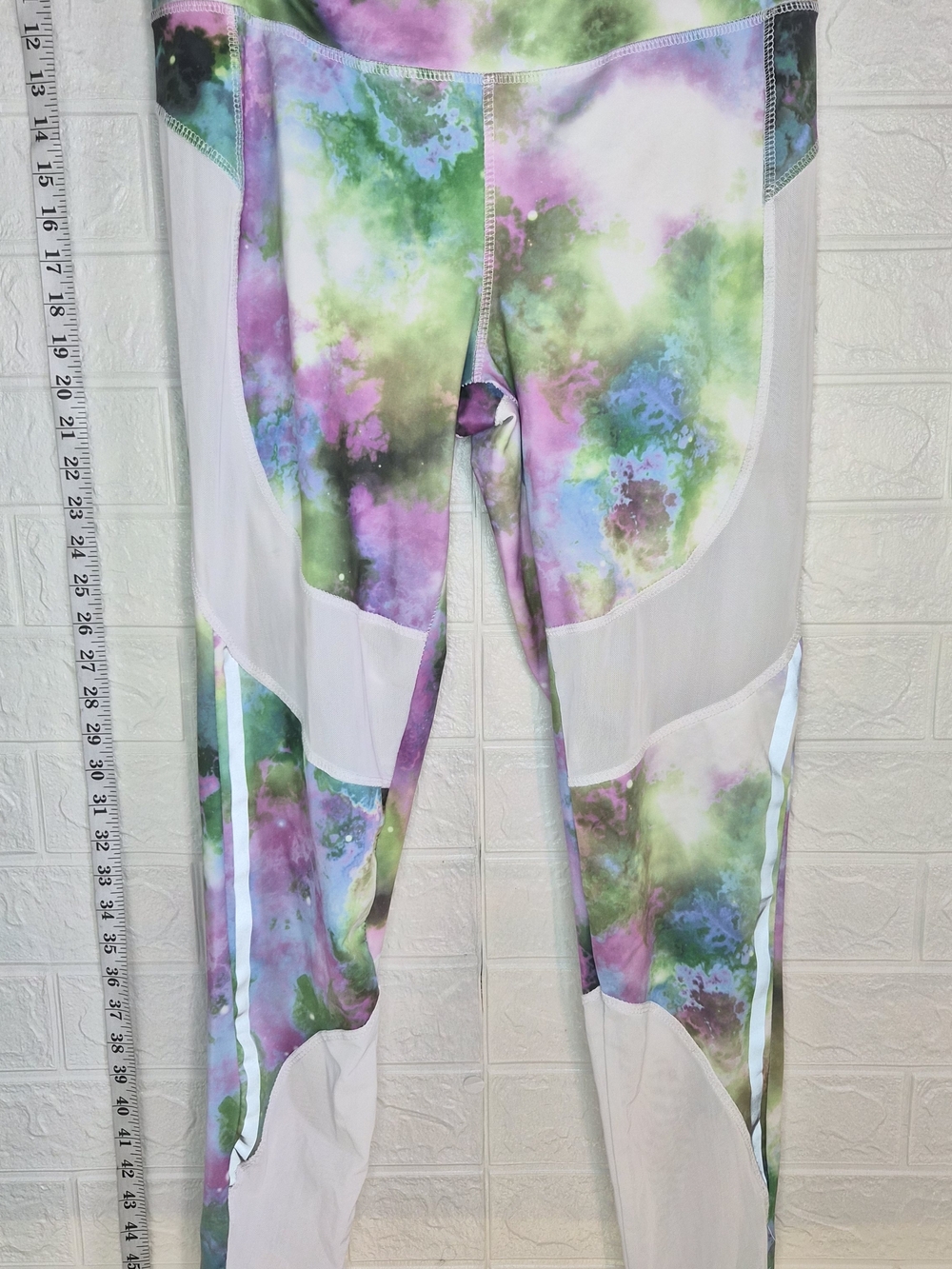 Italian Lotto Athletic Leggings Vibrant Multi Tie-dye Galaxy Print Reflective L